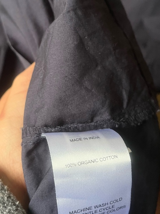 QUINCE Navy Tiered Short-Sleeve Maxi Dress - Picture 3 of 4